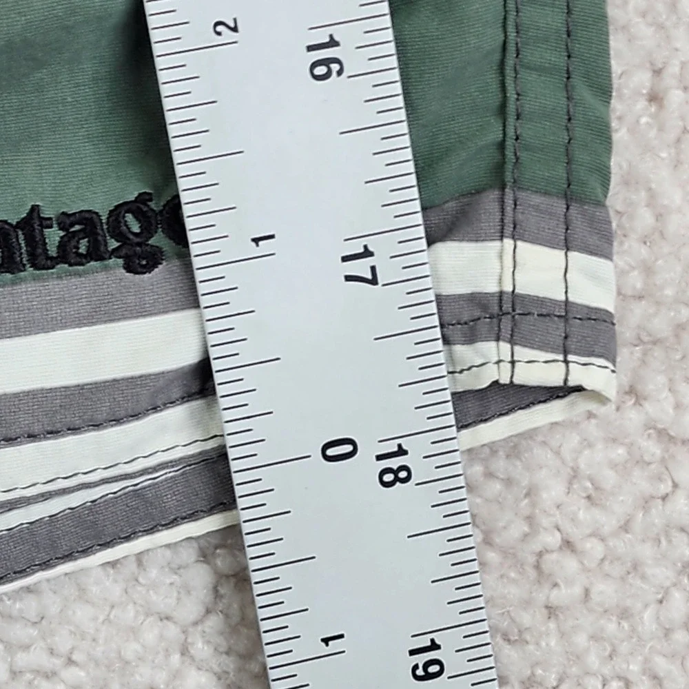 Patagonia Scallop Hem Board Shorts Mens 32 Teal Grey Striped Surf Swim Trunks‎